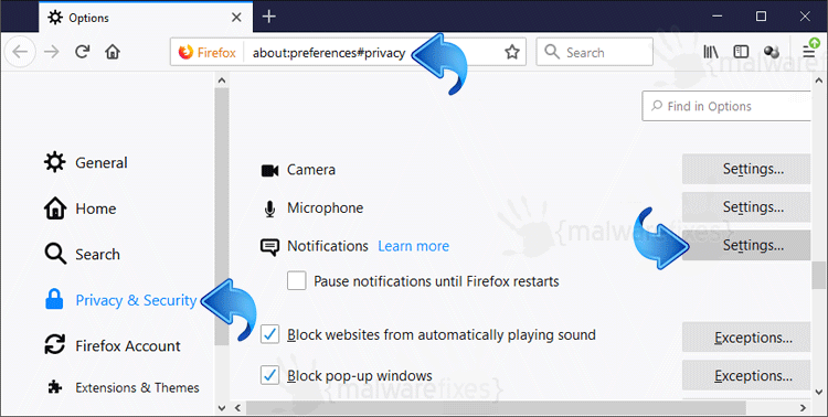 Firefox Notification Settings