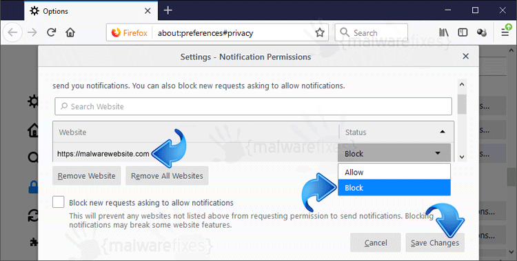 Block Notification from Firefox