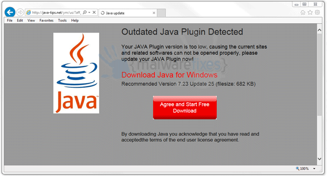 Screenshot of Fake Java Update