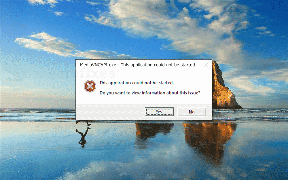 Screenshot of MediaVNCAPI.exe alert