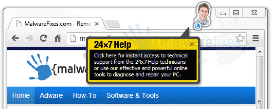 Screenshot of 24x7Help-popup