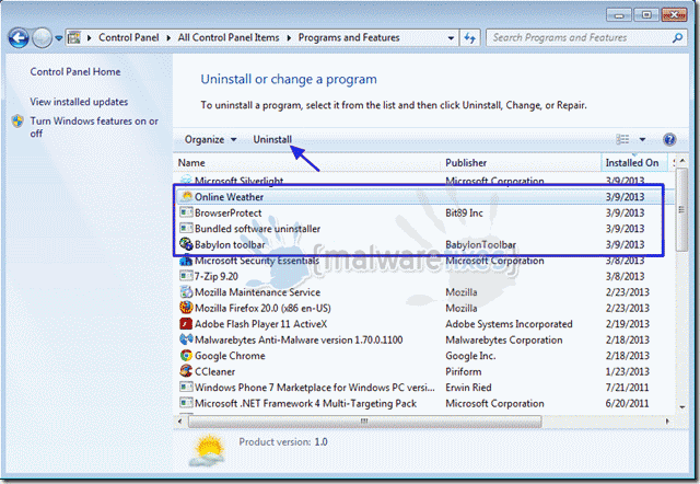 Screenshot of Bundled Software Uninstaller