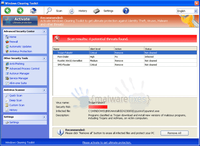 Screenshot of Windows Cleaning Toolkit 