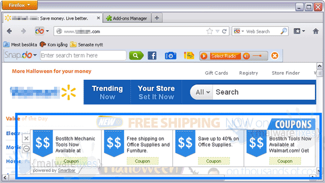 Screenshot of SmartBar Adware