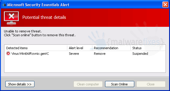 Remove Virus Win64 Rovnix Gen C Malwarefixes
