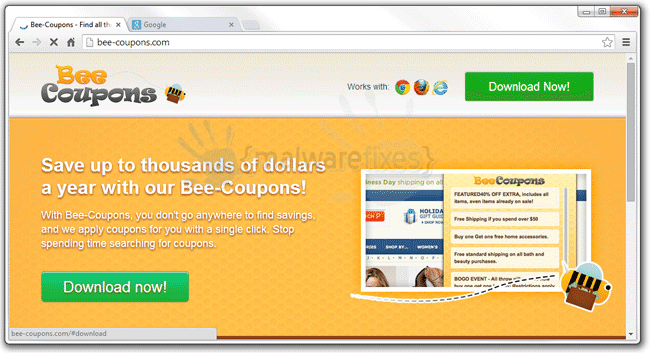 Screenshot of Bee Coupons website