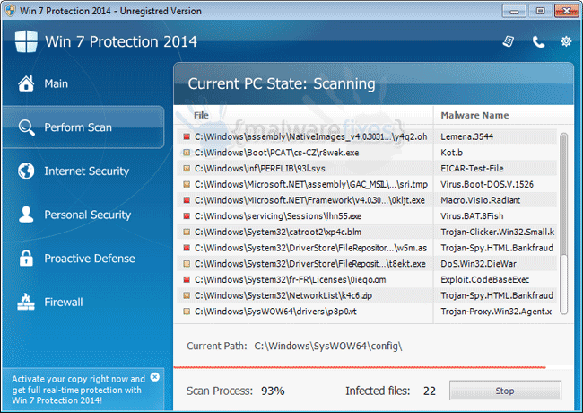 Screenshot of Win 7 Protection 2014 