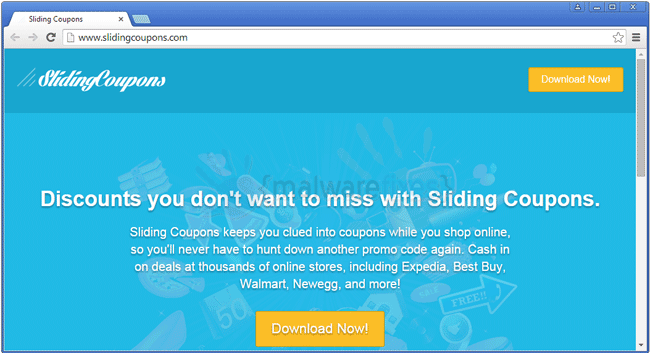 Screenshot image of Sliding Coupons website