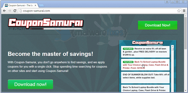 Image of CouponSamurai website