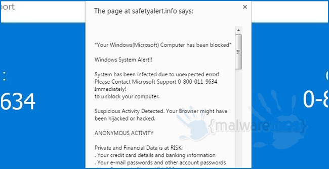 Remove "Your windows (Microsoft) computer has been blocked ...