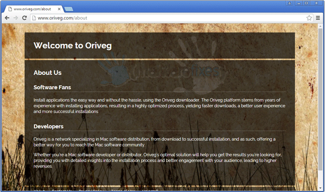Screenshot of Oriveg website