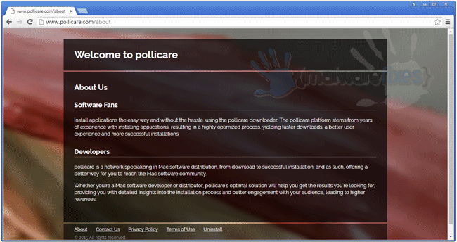 Screenshot of Pollicare website