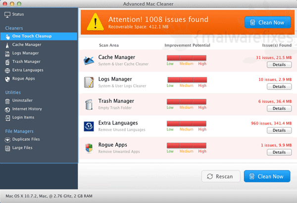 is advanced mac cleaner malware