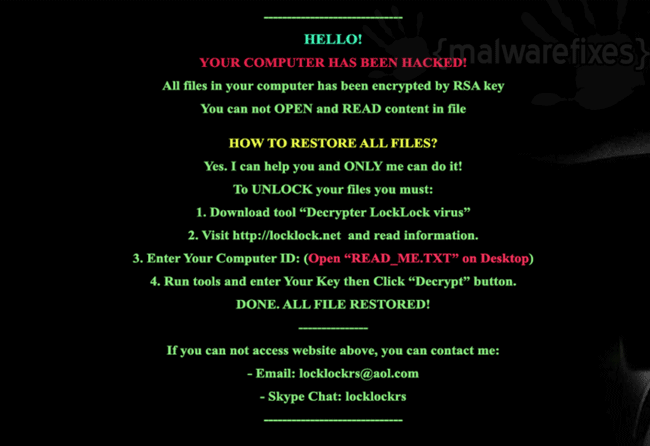 Screenshot of LockLock Virus