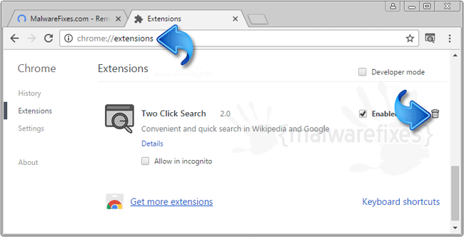 Two Click Search Extension