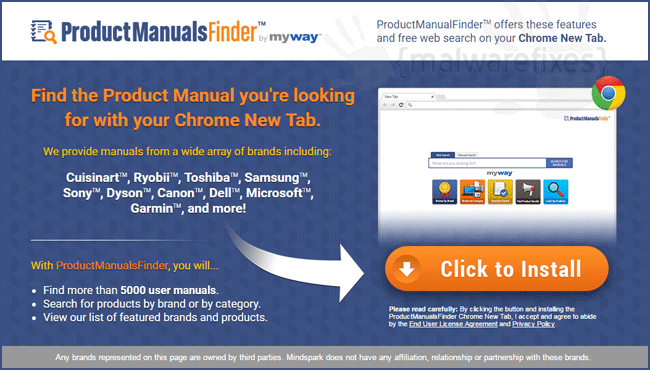 Screenshot of Product Manuals Finder