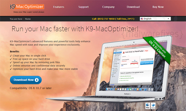 Screenshot of k9macoptimizer.com