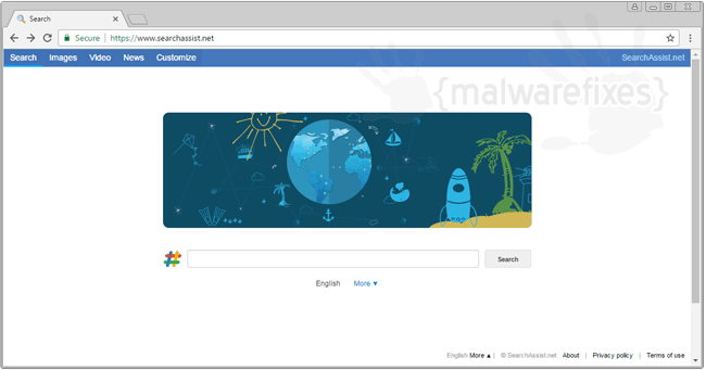 Screenshot of Searchassist.net website