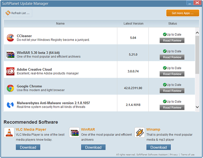 Screenshot of SoftPlanet Update Manager