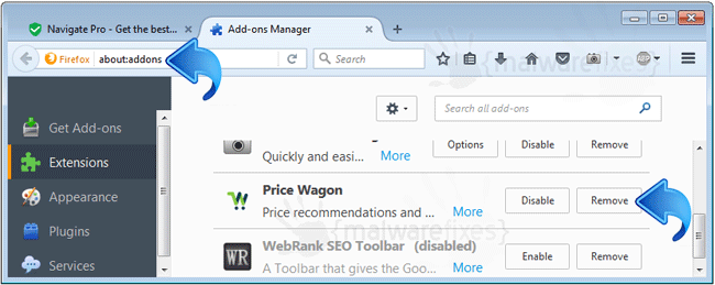 Remove Navigate Pro from Firefox