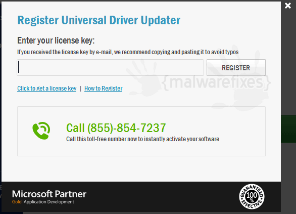 Screenshot of Universal Driver Updater Activation