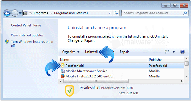 Add-Remove PCSafeShield