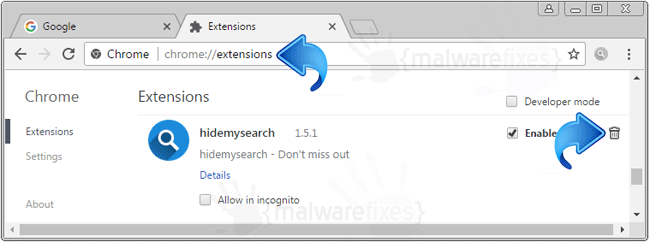 HideMySearch Chrome Extension