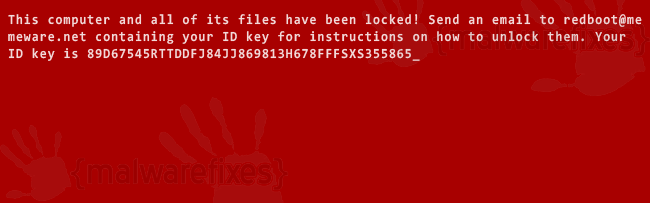 Screenshot of RedBoot message