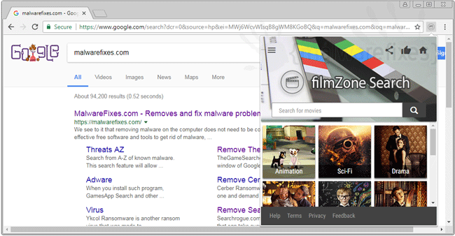 Screenshot of FilmZone Search