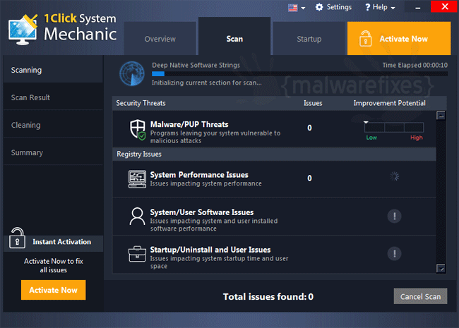 Screenshot of 1Click System Mechanic scanner