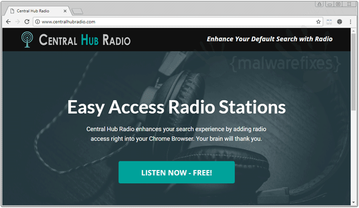 Screenshot of Central Hub Radio website