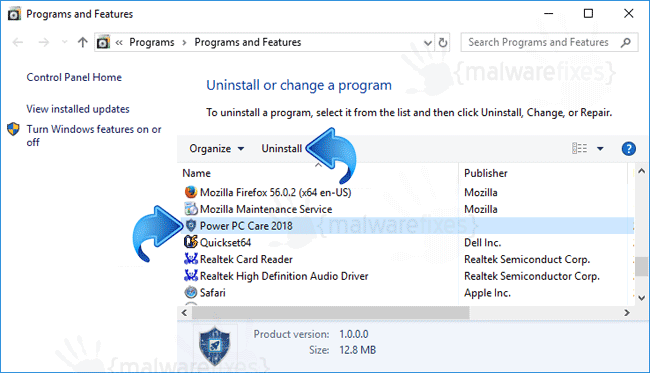 Add-Remove Power PC Care 2018