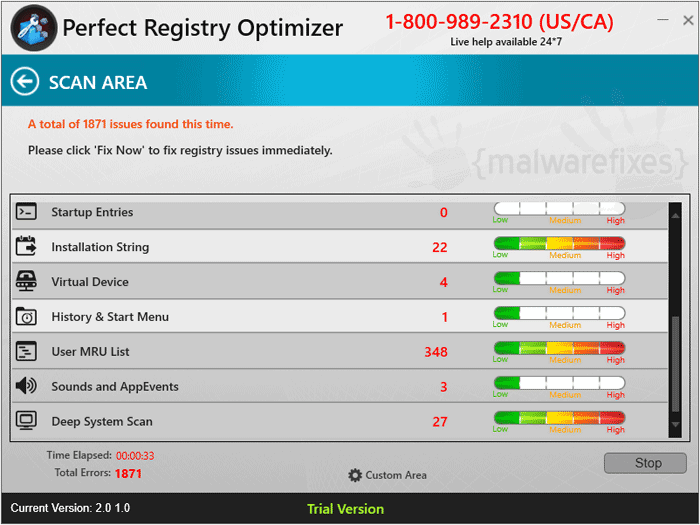 Screenshot of Perfect Registry Optimizer