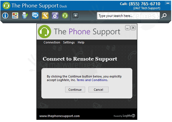 Screenshot of The Phone Support Dock