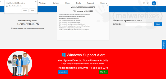 Image of Fake Virus Alert pop-up