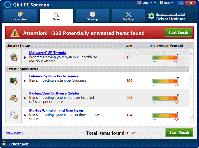 Screenshot of Qbit PC Speedup