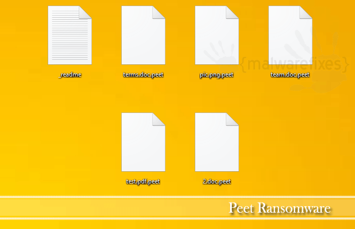 Screenshot of Peet infected files