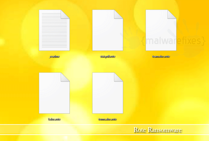 Image of Rote ransomware infected files