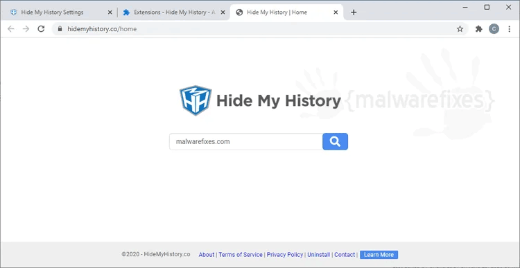 Image of Hide My History Website