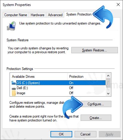 Image of configuring System Restore