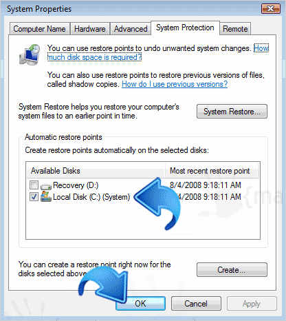 Image of System Restore on Windows Vista