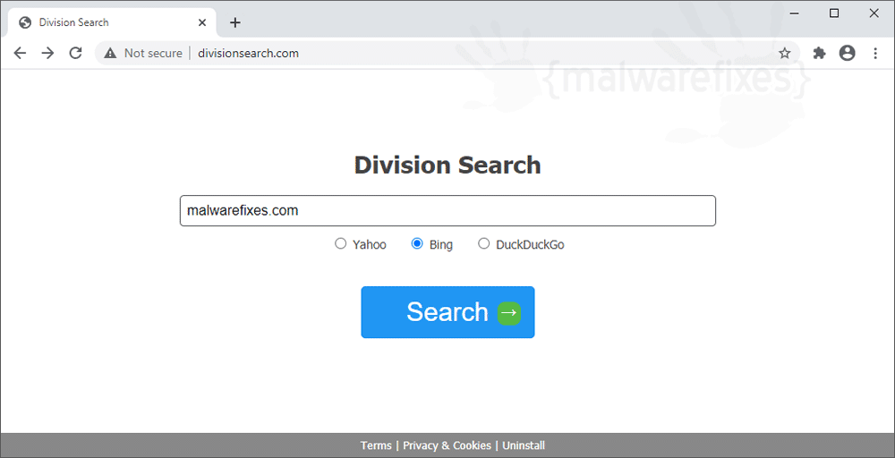 Screenshot of Division Search website