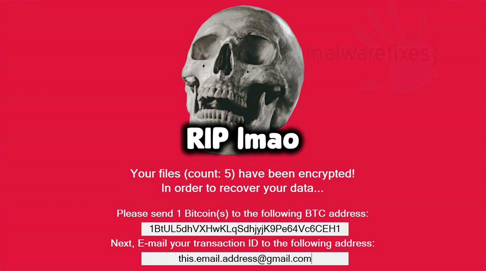 Screenshot of RIP Imao message