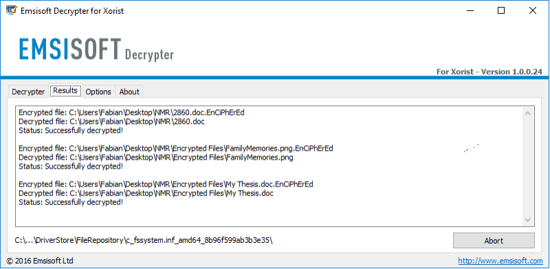 Image of Xorist decryption tool