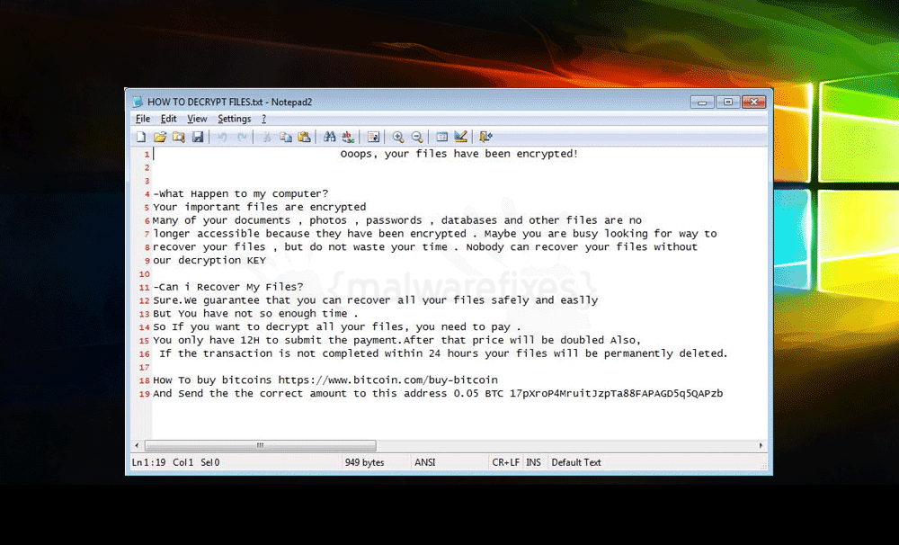 Screenshot image of Xorist ransom note