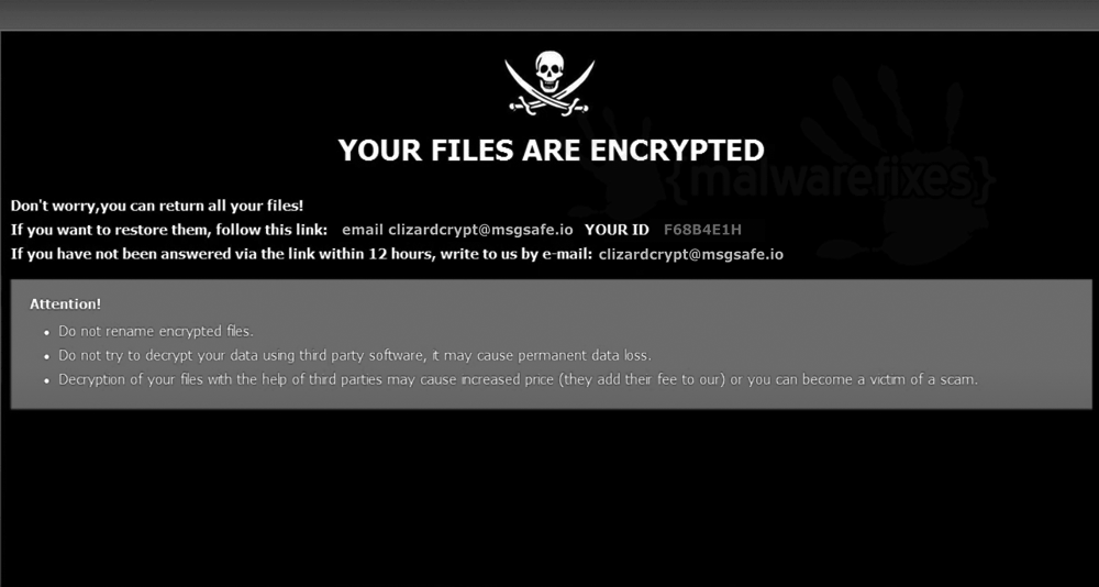 Screenshot of Four ransomware note