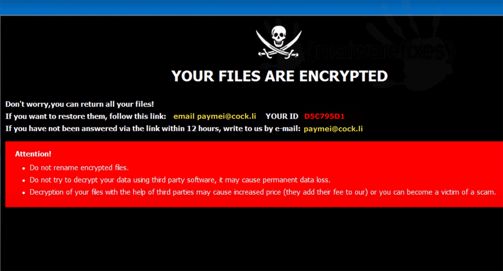 Screenshot of Lotus ransom note