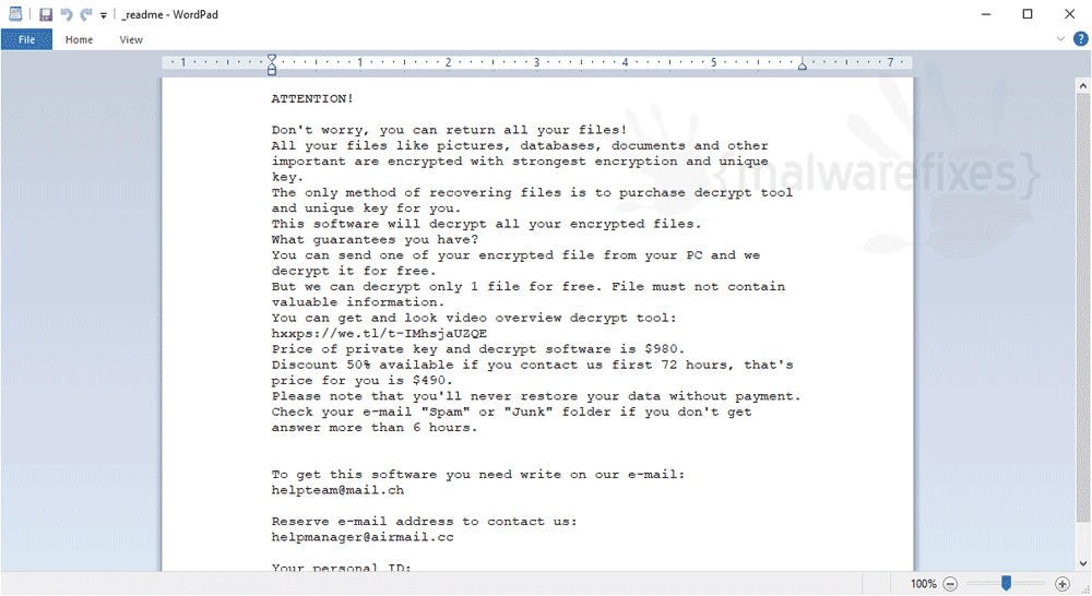 Screenshot of Paas Ransom Note