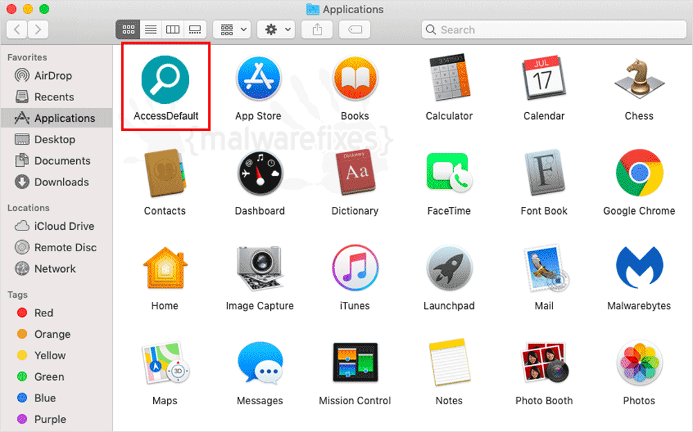Screenshot of AccessDefault Adware