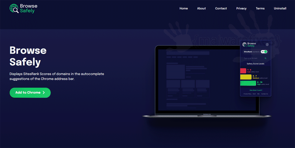 Screenshot of Browse Safely website